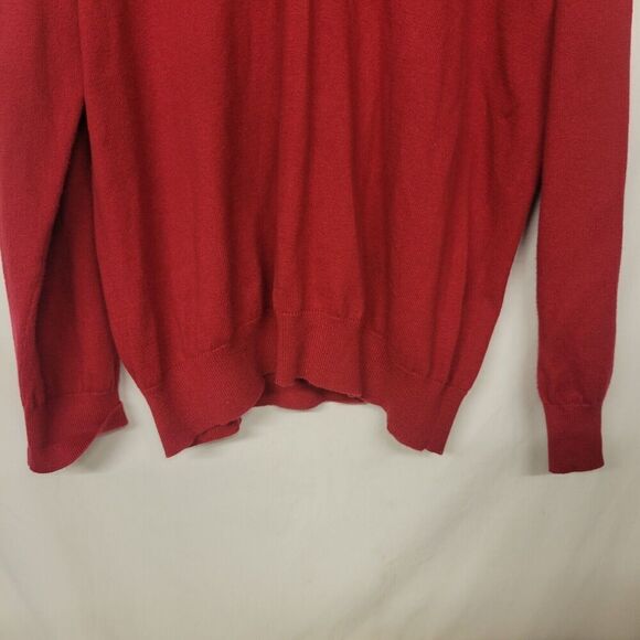 LL Bean Size XL Cotton Cashmere Red V-Neck Sweater Unisex  Regular 274603 - Picture 6 of 7
